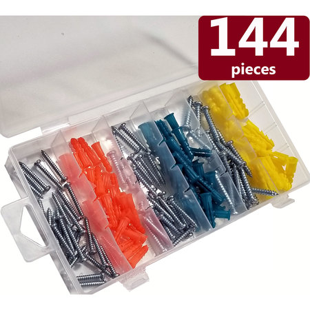 BLUE DONUTS Screw and Anchor Set all in One Assortment, Screws, Anchors, 144 Piece BD3536219